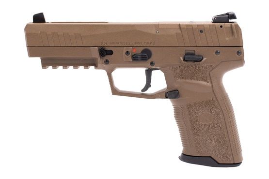 FN Five-Seven pistol chambered in 5.7x28 in a FDE finish.